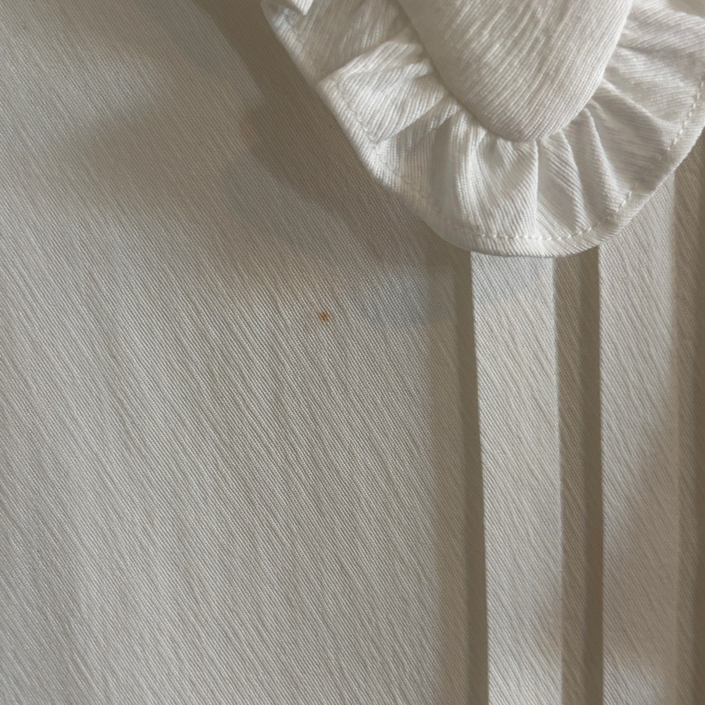 ba&sh White Sheer Ruffle Blouse - Large – See Notes - Picture 4 of 7